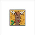 Country Christmas Coaster / Ornament - REINDEER HOLLY (image for) Country Christmas Coaster / Ornament - REINDEER HOLLY