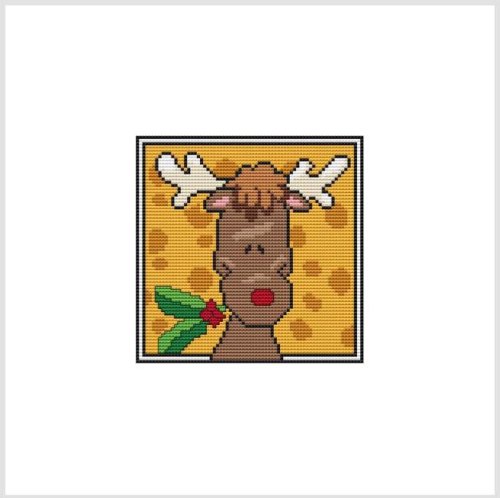 (image for) Country Christmas Coaster / Ornament - REINDEER HOLLY