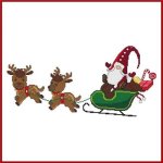 Santa Gnome with Reindeer & Sleigh