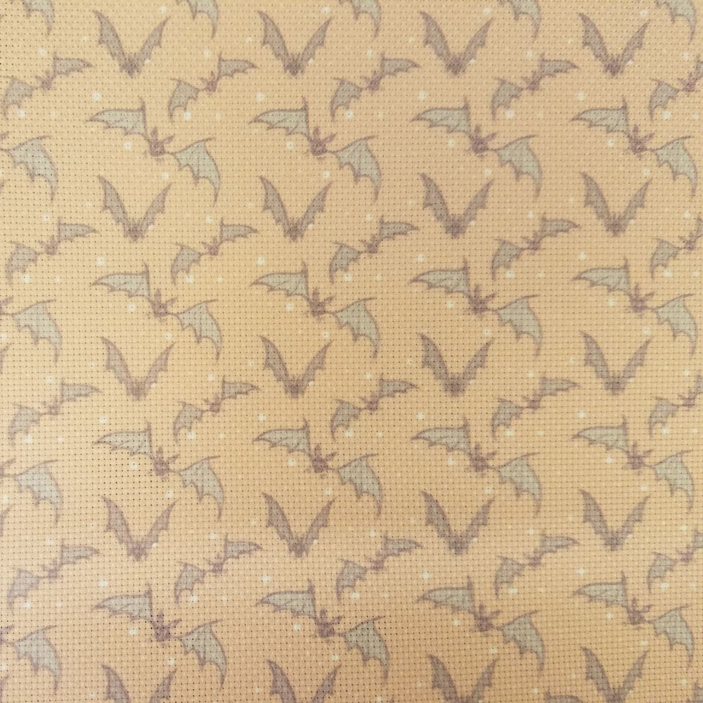 (image for) Bats On Orange Patterned Cross Stitch Fabric