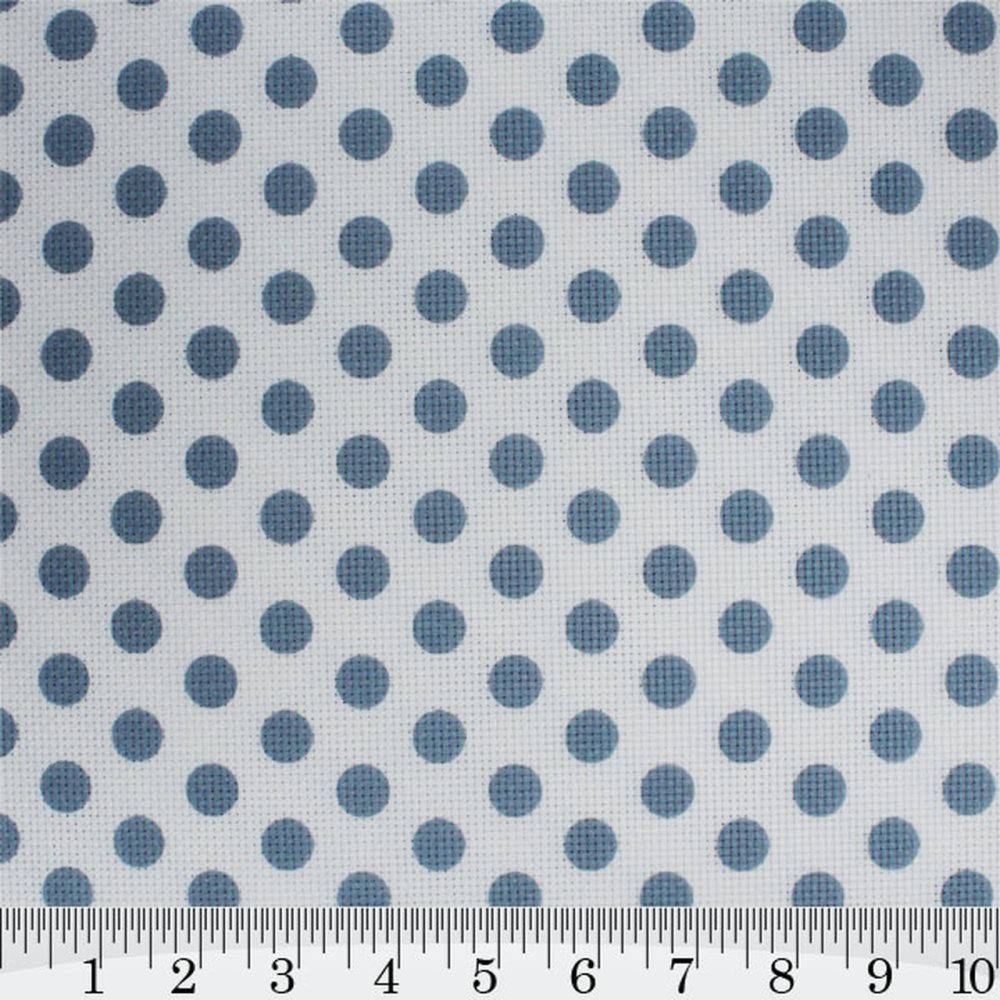 (image for) Blue Polka Dots Patterned Cross Stitch Fabric