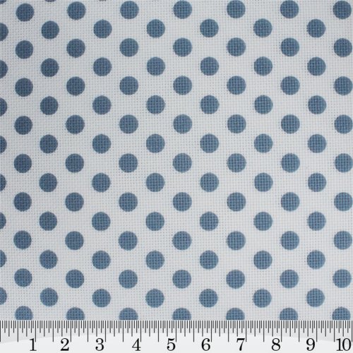 (image for) Blue Polka Dots Patterned Cross Stitch Fabric
