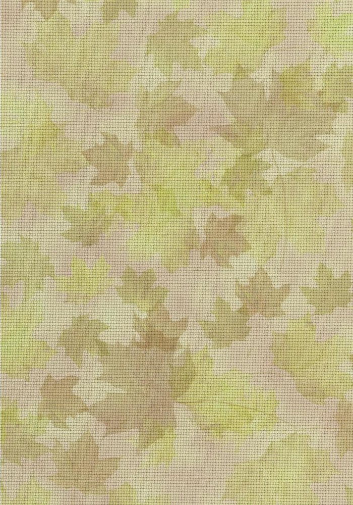 (image for) Autumn Leaves Green And Khaki Patterned Cross Stitch Fabric