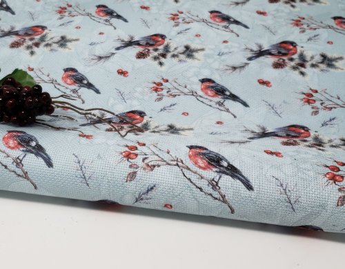 (image for) Christmas Fauna on Blue Patterned Cross Stitch Fabric