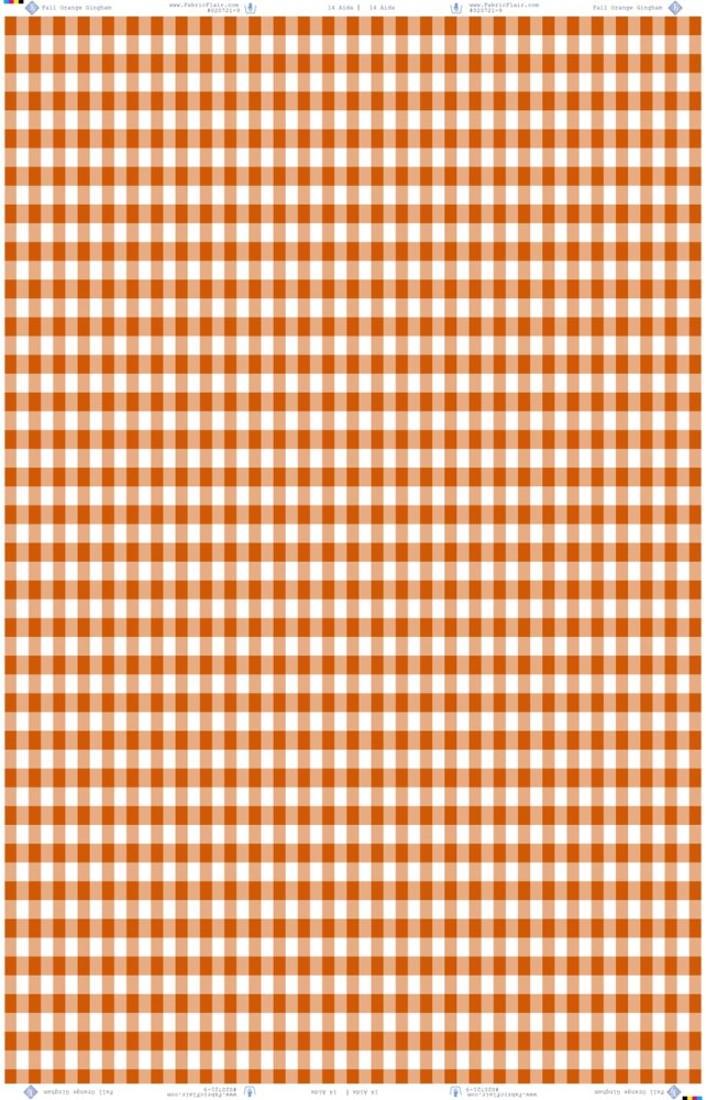 (image for) Fall Orange Gingham Patterned Cross Stitch Fabric