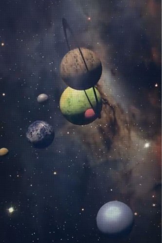 (image for) Planets Patterned Cross Stitch Fabric