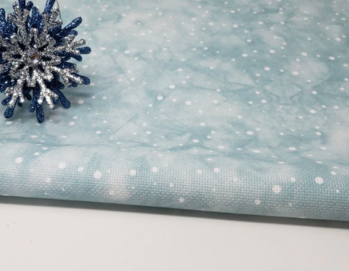 (image for) White Snow On Aqua Hand Dyed Effect Cross Stitch Fabric