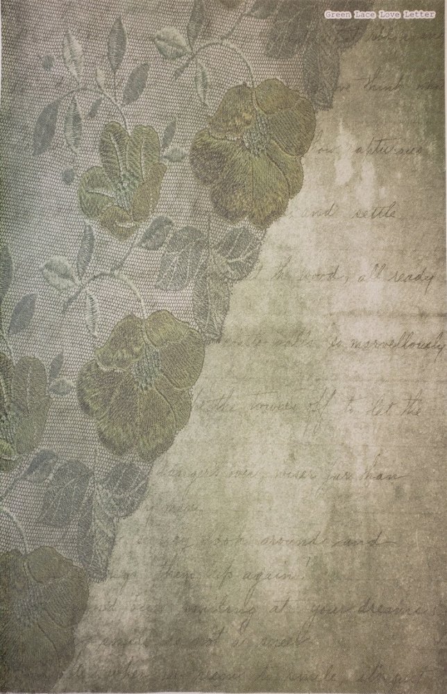 (image for) Green Lace Love Letter Patterned Cross Stitch Fabric