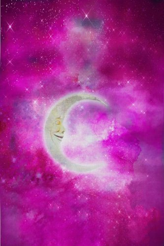 (image for) Pink Sleeping Moon Patterned Cross Stitch Fabric
