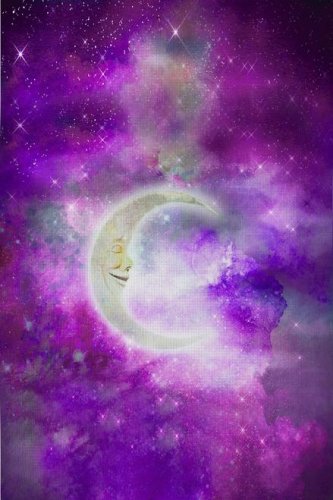 (image for) Purple Sleeping Moon Patterned Cross Stitch Fabric