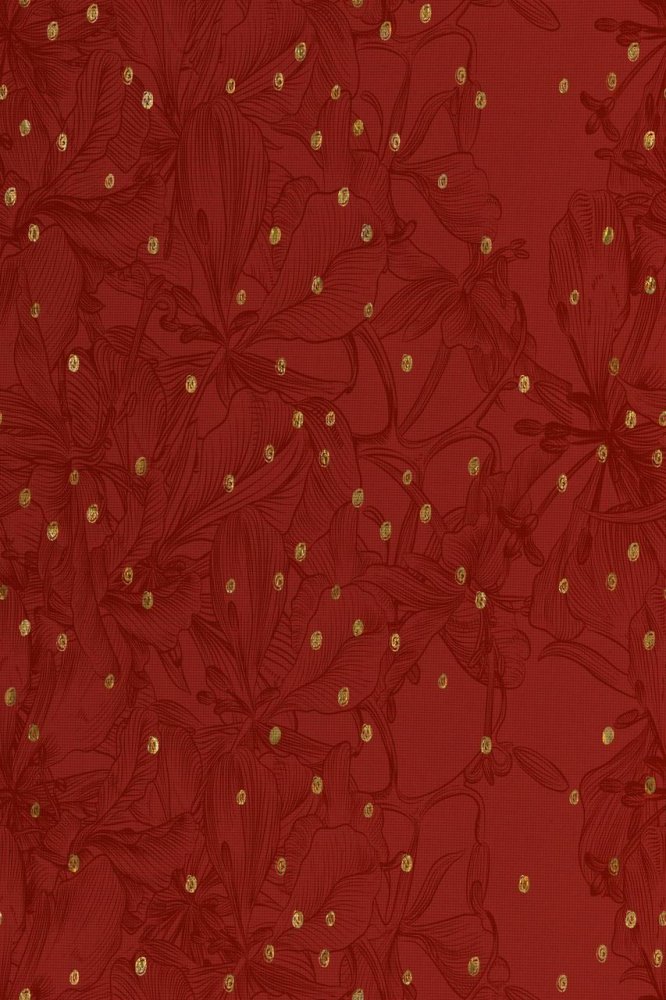 (image for) Red And Gold Christmas Floral Patterned Cross Stitch Fabric