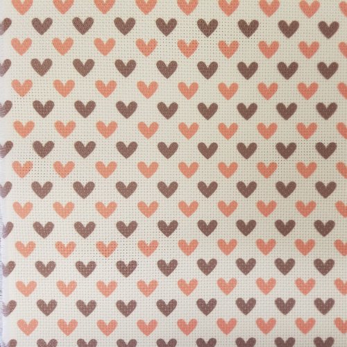 (image for) Red And Brown Hearts Patterned Cross Stitch Fabric