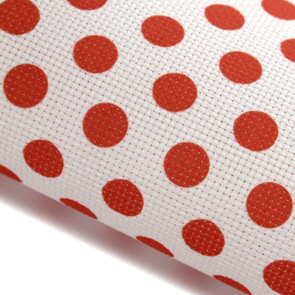 (image for) Red Polka Dots Patterned Cross Stitch Fabric