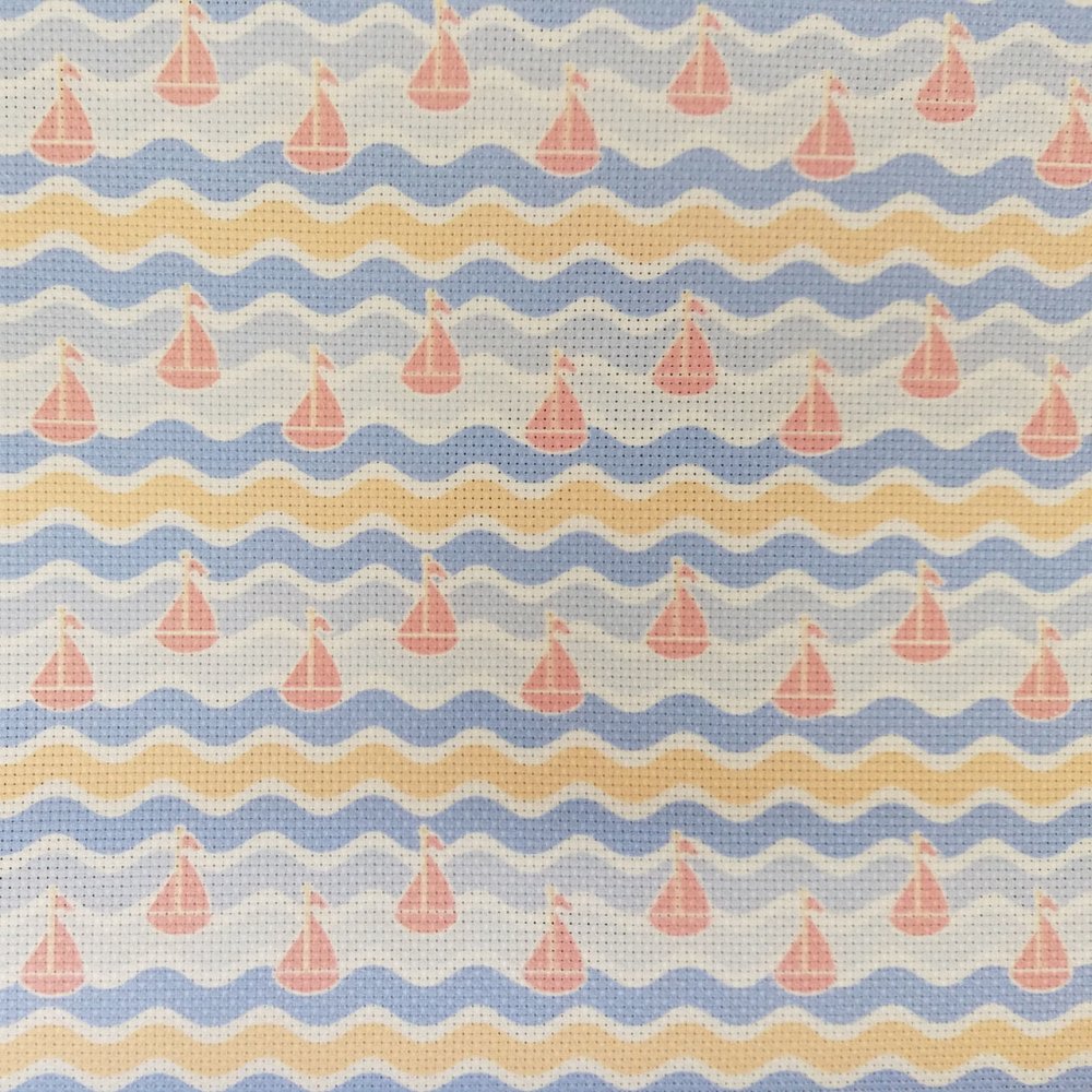 (image for) Sailboats And Waves Patterned Cross Stitch Fabric