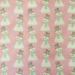 (image for) Snowmen On Pink Patterned Cross Stitch Fabric