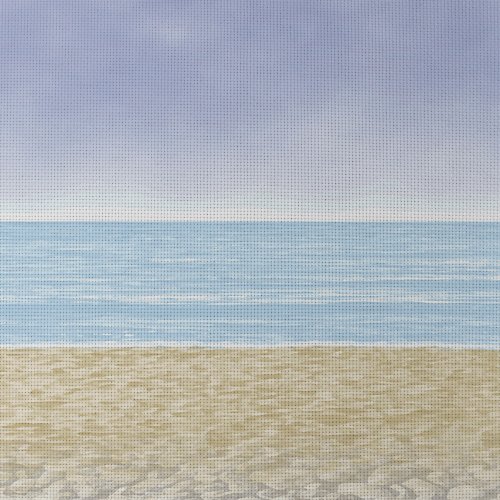(image for) Beach Scene Patterned Cross Stitch Fabric