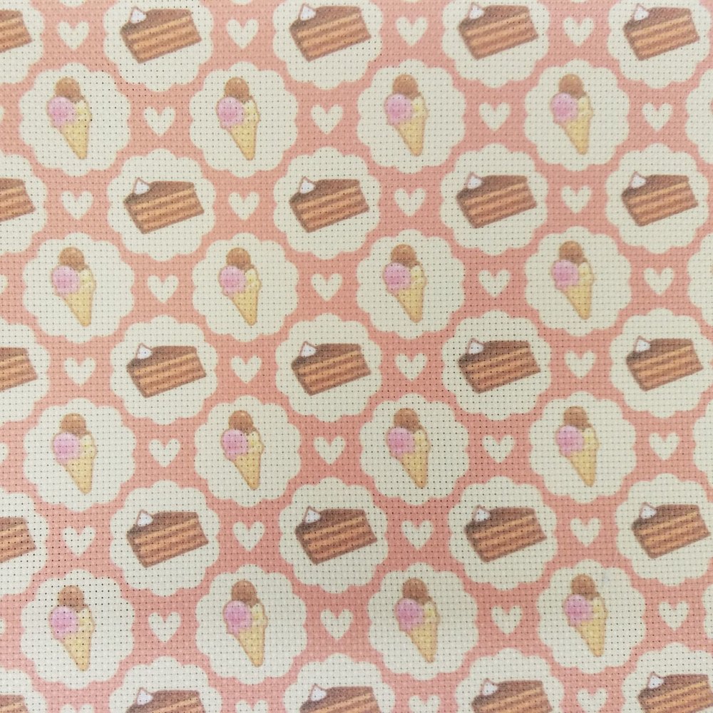 (image for) Sweet Things On Pink Patterned Cross Stitch Fabric