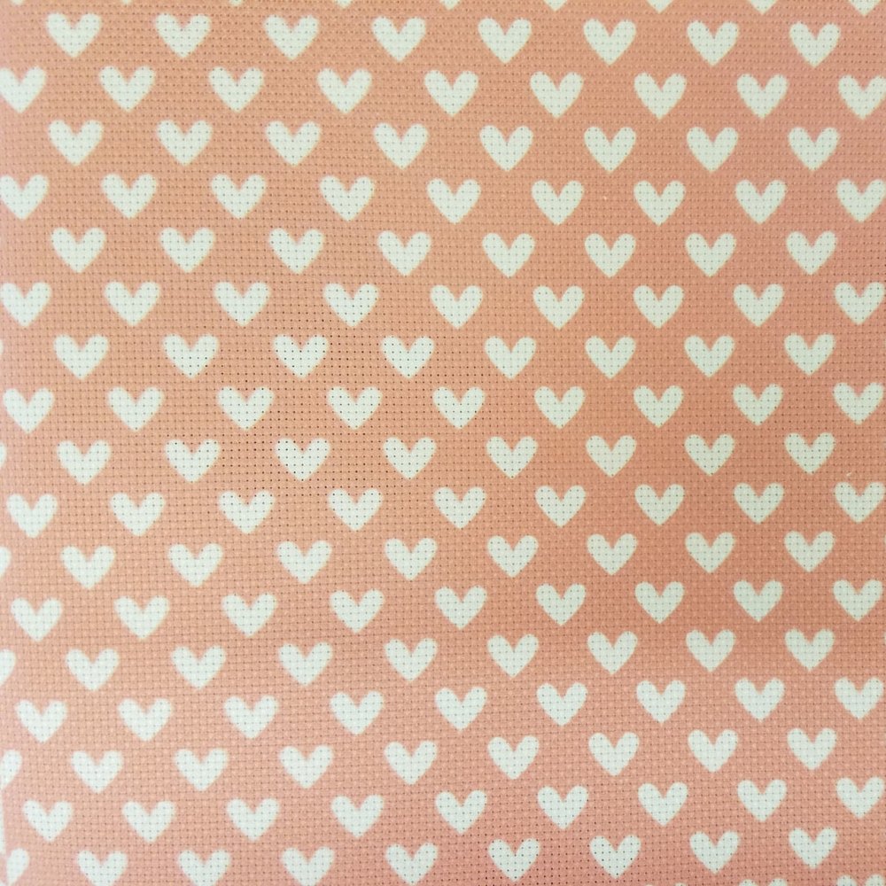 (image for) White Hearts On Red Patterned Cross Stitch Fabric