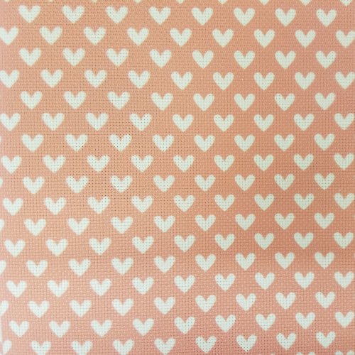 (image for) White Hearts On Red Patterned Cross Stitch Fabric
