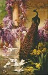 (image for) A Peacock And Doves In A Garden