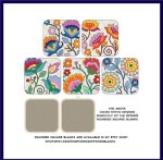 Jacobean Flowers Rounded Squares Set 1