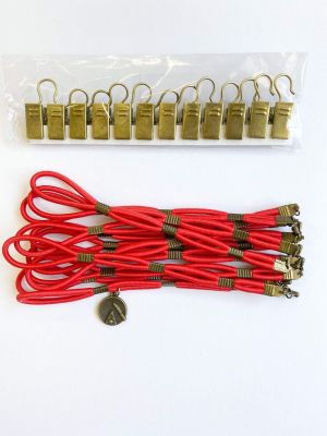 Vibrant Red Side Tensioners with Charm - Aged Brass Finish