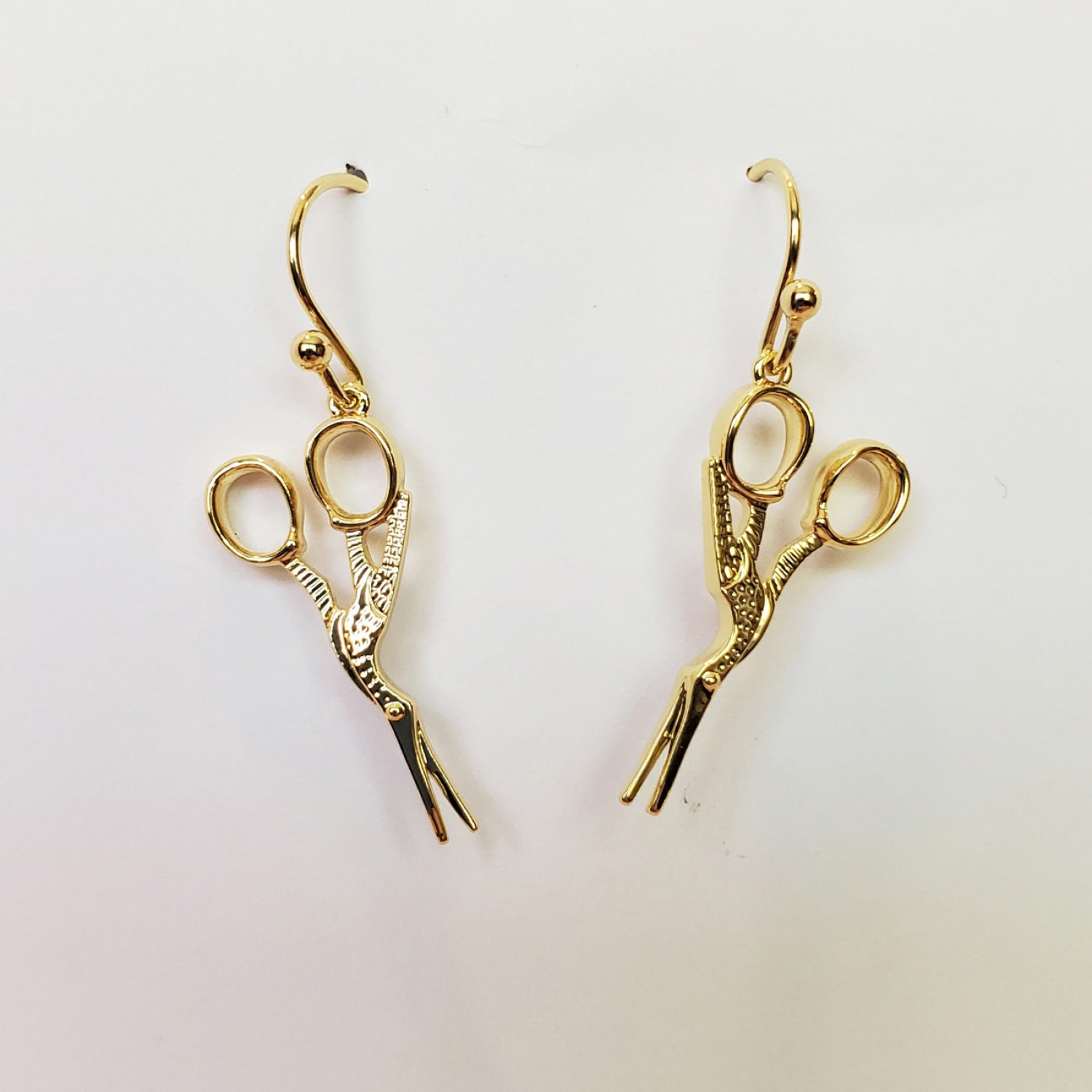Stork Scissor Drop Earring Gold