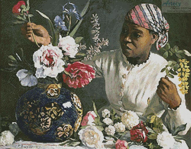 African Woman with Peonies 2