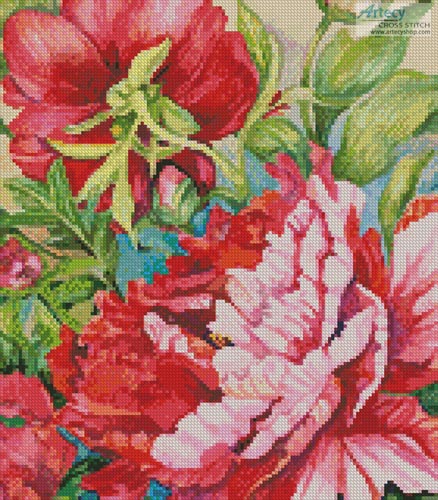 Peonies in Shades of Red (Crop)