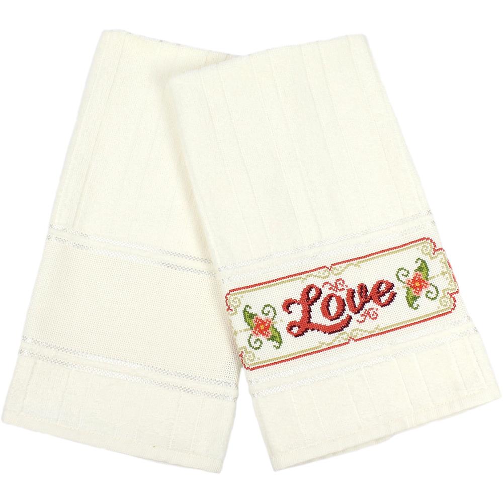 Charles Craft Aberdeen Velour Hand Towel 14 Count - Ecru