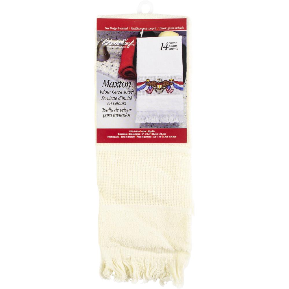 Charles Craft Maxton Velour Guest Towel - Ecru