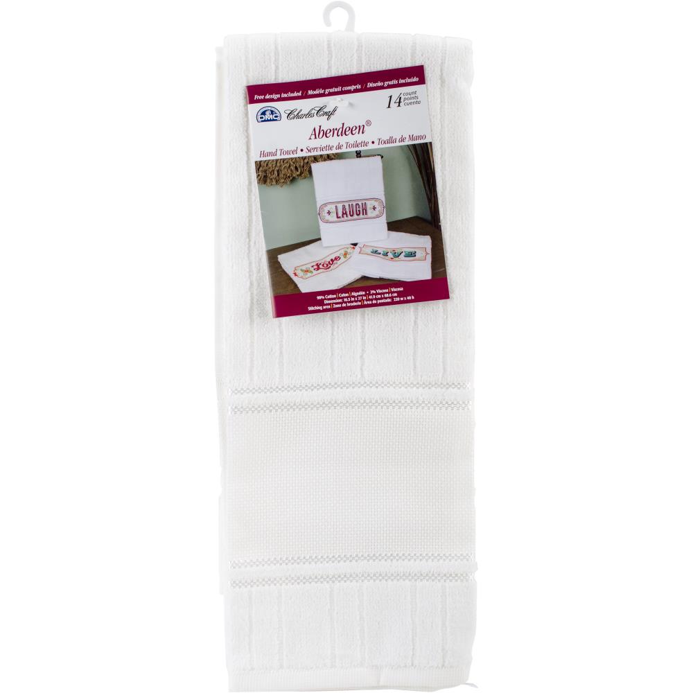 Charles Craft Aberdeen Velour Hand Towel 14 Count - White