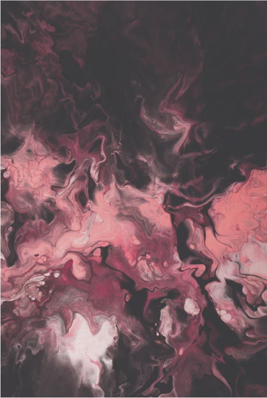 Black & Pink Ink Marbling Patterned Cross Stitch Fabric