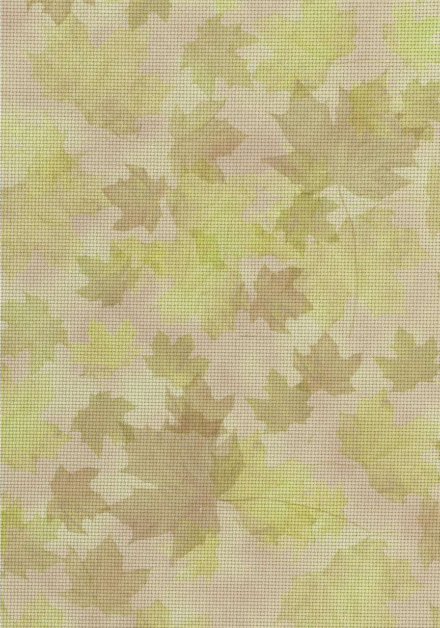 Autumn Leaves Green And Khaki Patterned Cross Stitch Fabric