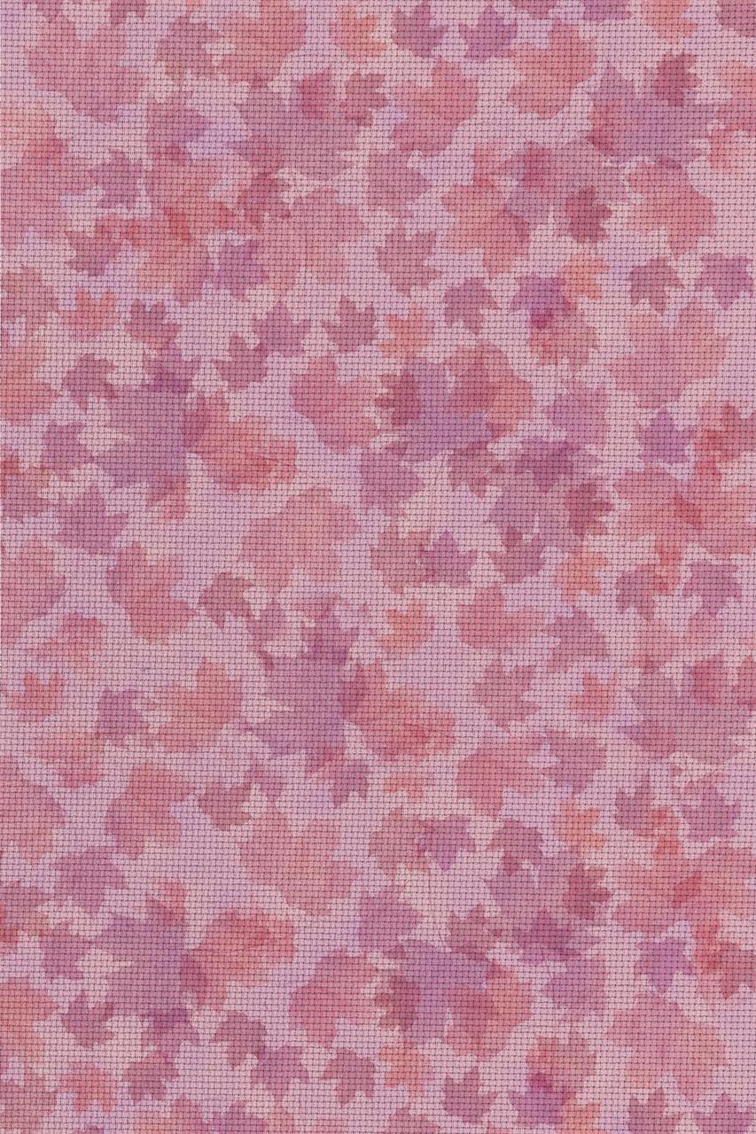 Autumn Leaves On Rose Patterned Cross Stitch Fabric