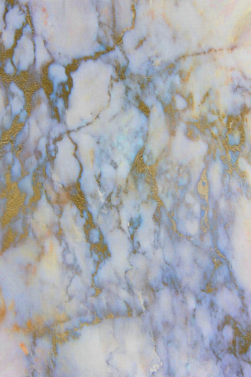 Baby Blue & Gold Marble Patterned Cross Stitch Fabric