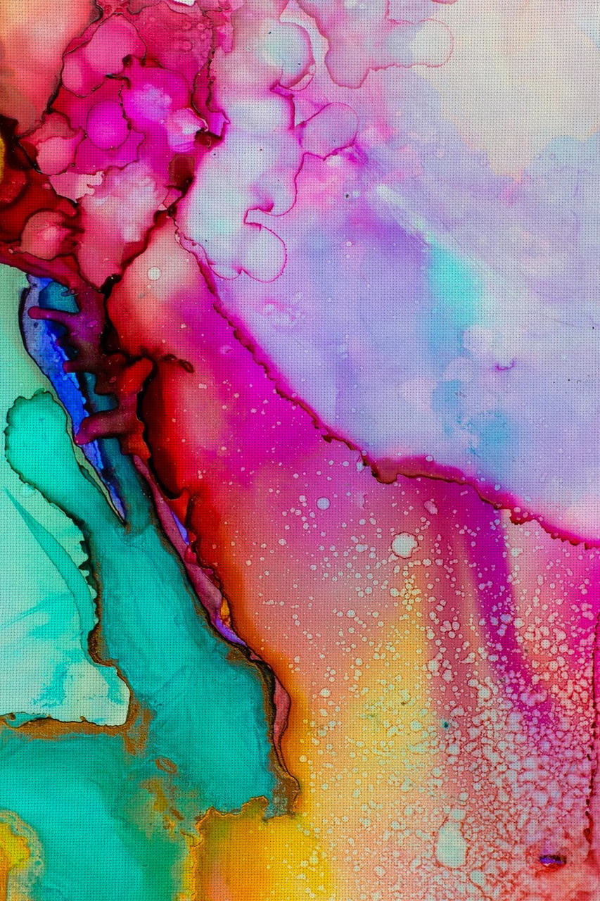 Colorful Oils Patterned Cross Stitch Fabric