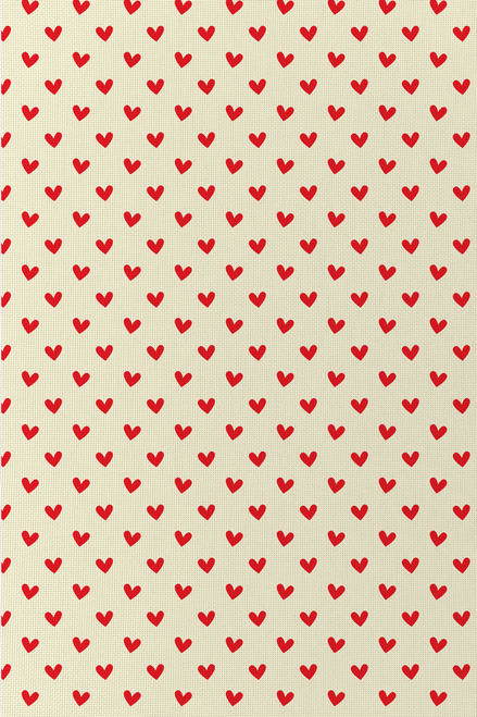 Hearts On Cream Patterned Cross Stitch Fabric