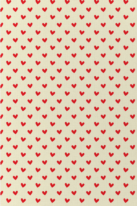 Hearts On Cream Patterned Cross Stitch Fabric