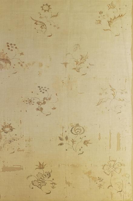 Ivory Historical Floral Panel Patterned Cross Stitch Fabric
