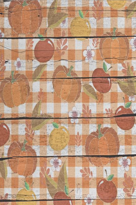 (image for) Pumpkin Harvest on Orange Checkered Table Cross Stitch Fabric