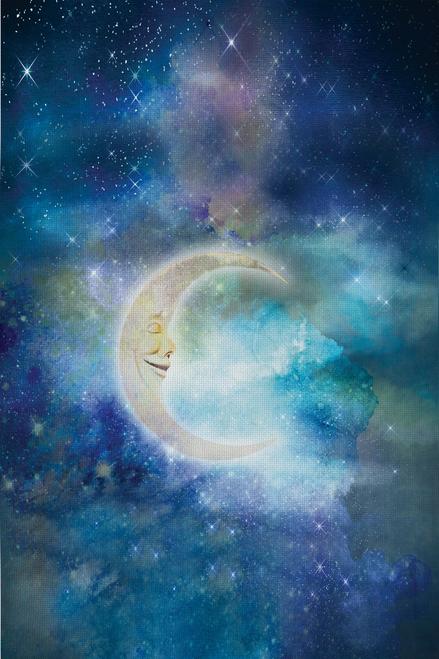 (image for) Sleeping Moon Patterned Cross Stitch Fabric