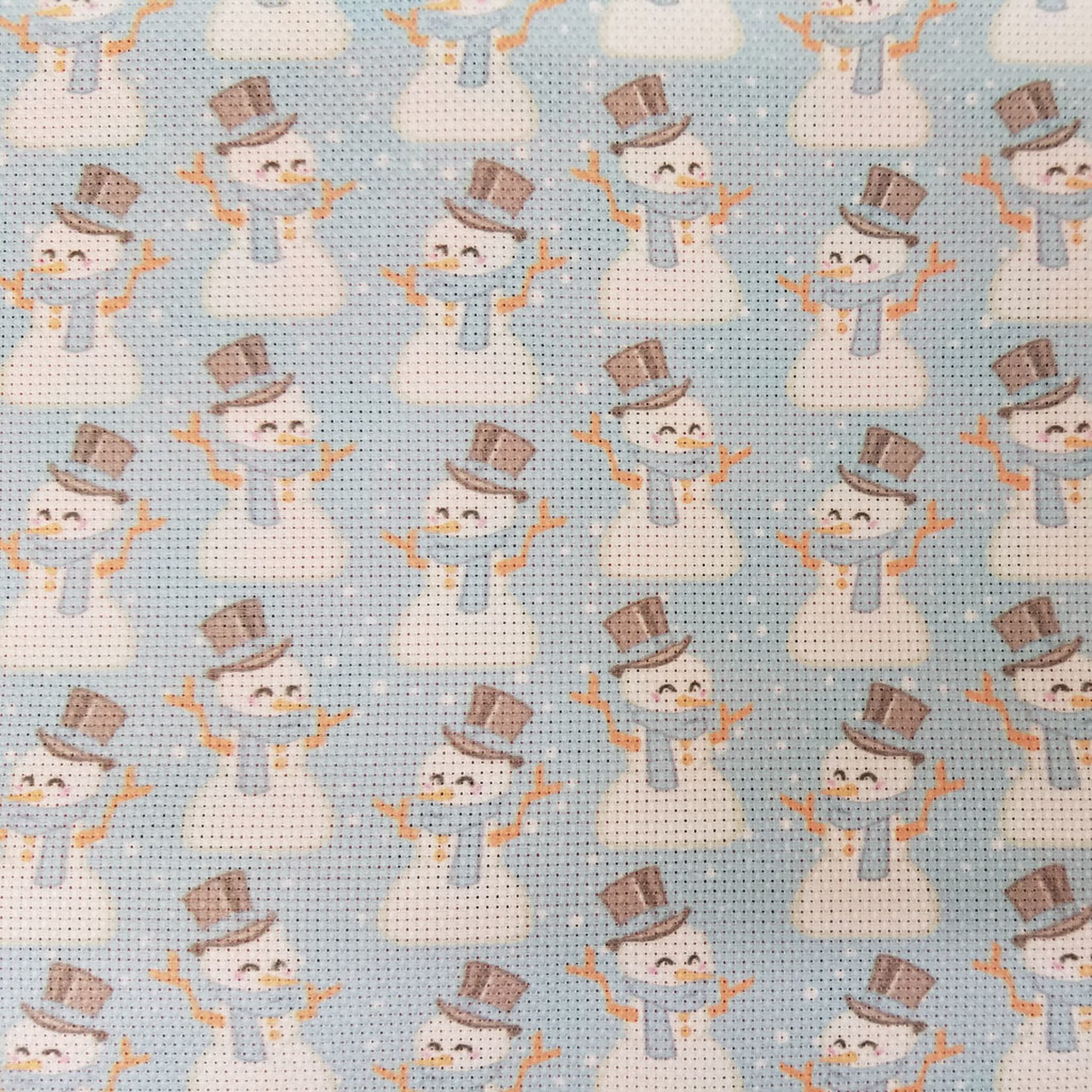 Snowmen On Blue Patterned Cross Stitch Fabric Snowmen On Blue Patterned Cross Stitch Fabric