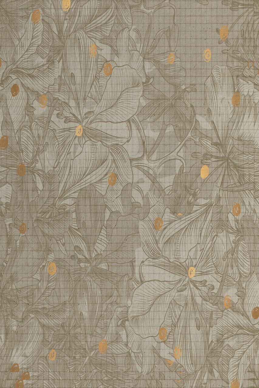 Tan And Copper Christmas Floral Patterned Cross Stitch Fabric