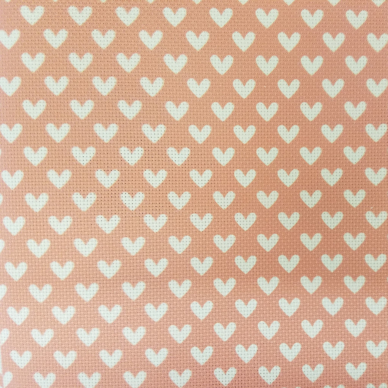 White Hearts On Red Patterned Cross Stitch Fabric