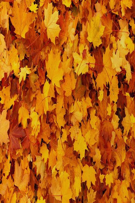 (image for) Yellow Autumn Leaves Patterned Cross Stitch Fabric
