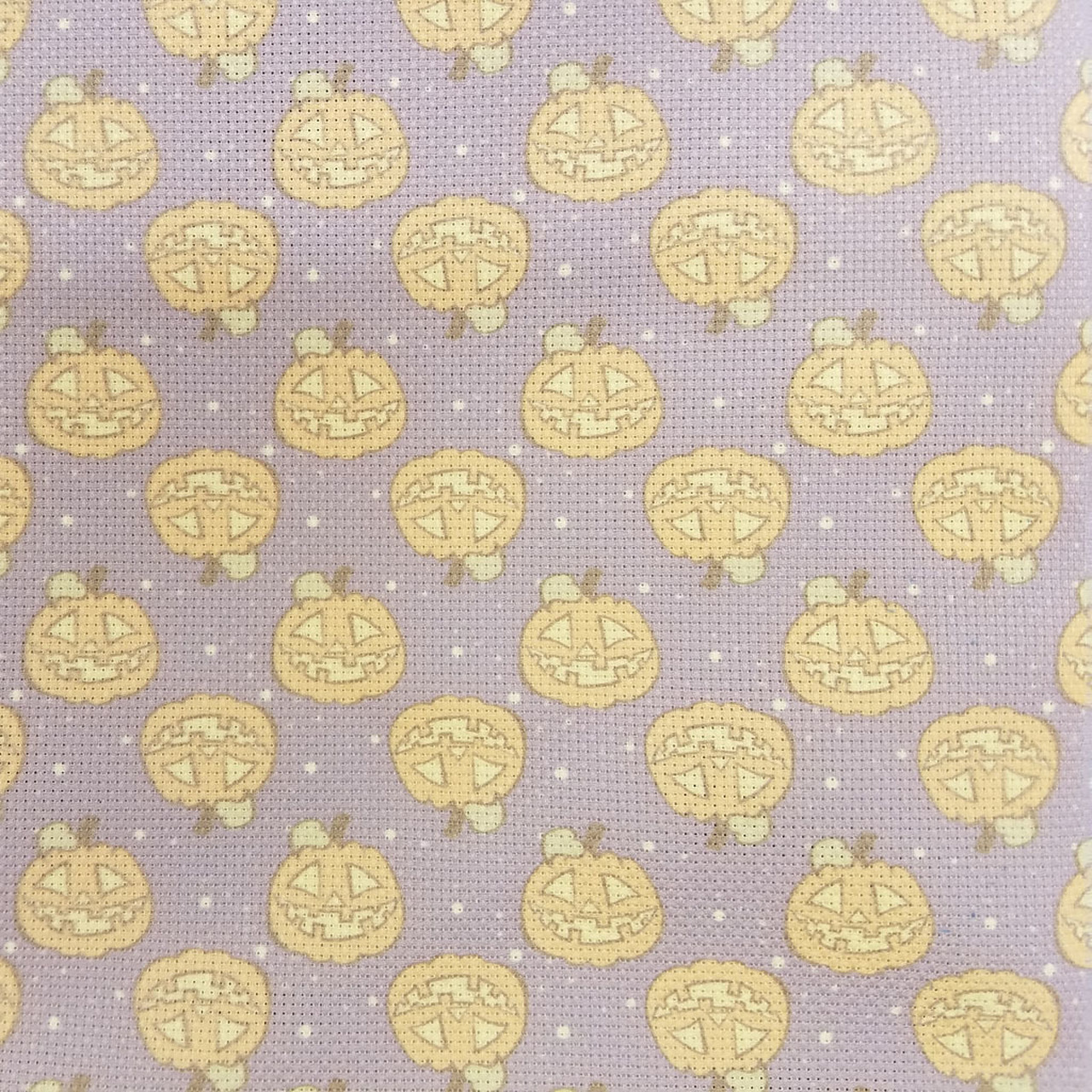 Pumpkins On Purple Patterned Cross Stitch Fabric