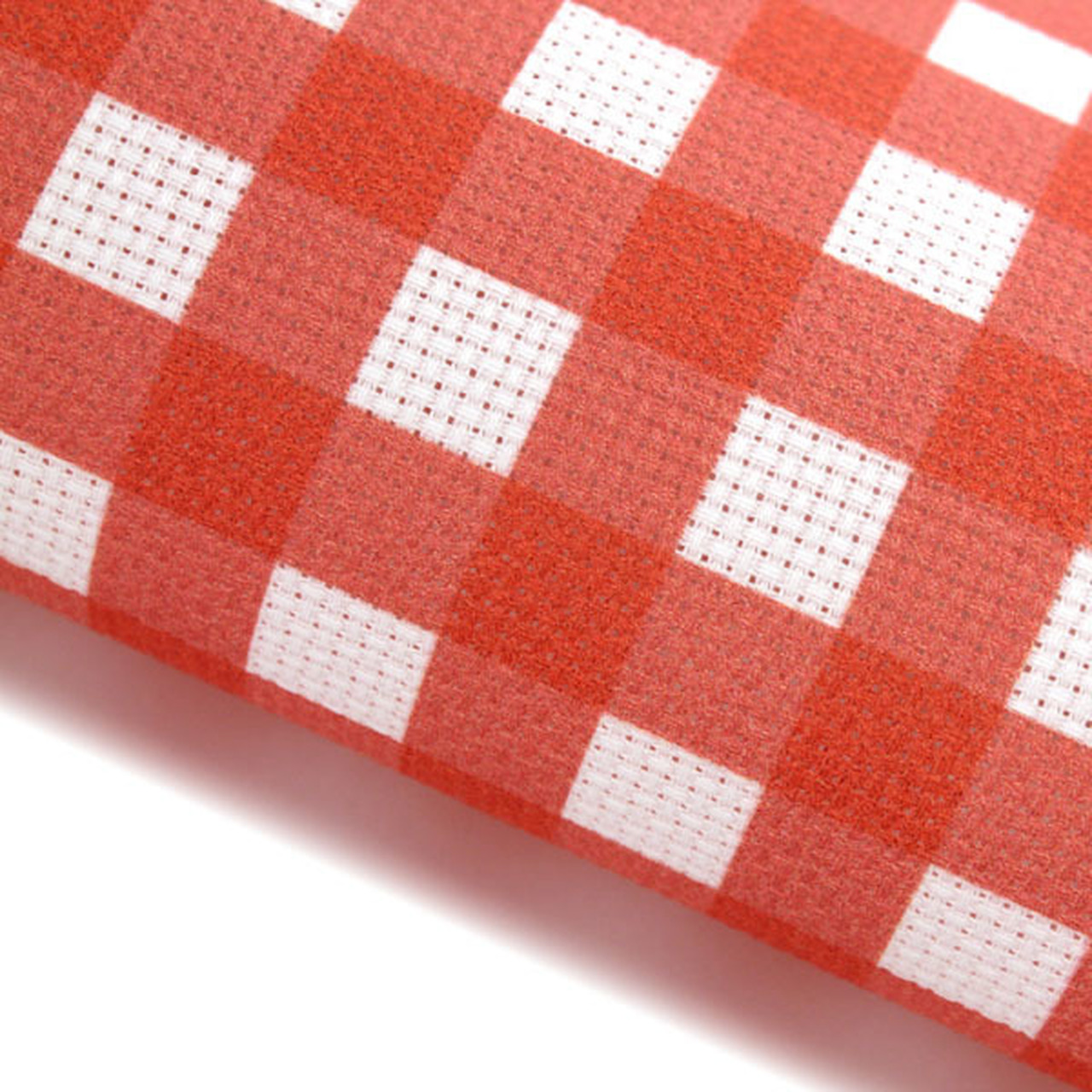 Red Gingham Patterned Cross Stitch Fabric