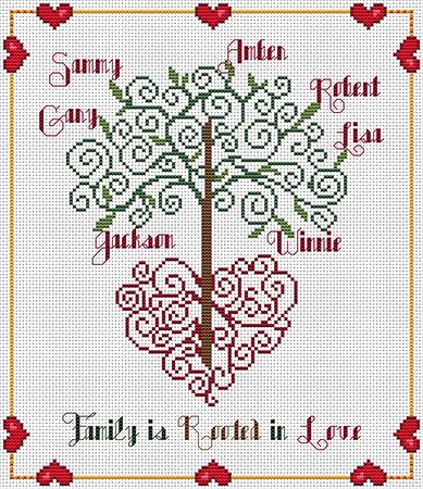 Cross Stitch Family Tree Chart